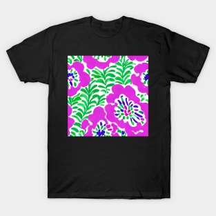 Pink and green 70s style oversized abstract florals T-Shirt